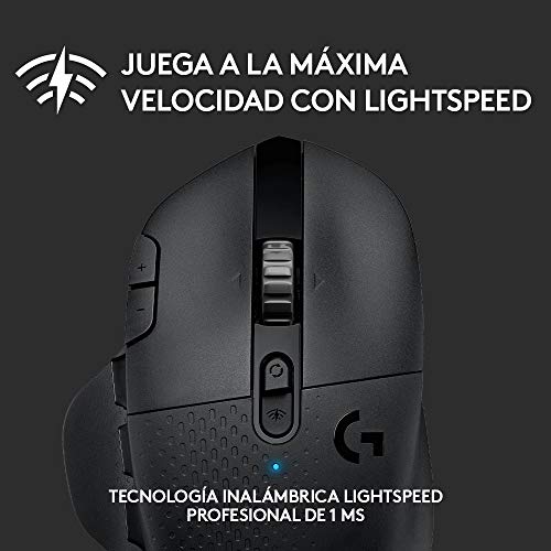 Logitech G604 LIGHTSPEED Ratón Gaming Inalámbrico, Captor HERO 25K, 25,600 DPI, 15 Botones Programables, Batería 240h, Compatible con PC/Mac - Negro