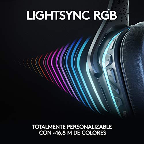Logitech G635 Auriculares Gaming RGB con Cable, Sonido 7.1 Surround, DTS Headphone:X 2.0, Transductores 50mm Pro-G, USB/3.5mm Jack, Mic Volteable para Silenciar, PC/Mac/Xbox One/PS4/Nintendo Switch