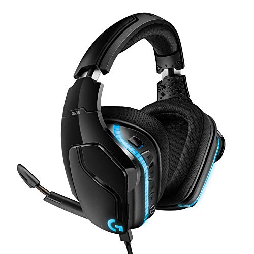 Logitech G635 Auriculares Gaming RGB con Cable, Sonido 7.1 Surround, DTS Headphone:X 2.0, Transductores 50mm Pro-G, USB/3.5mm Jack, Mic Volteable para Silenciar, PC/Mac/Xbox One/PS4/Nintendo Switch