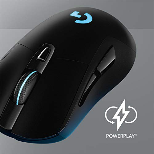 Logitech G703 LIGHTSPEED Ratón Gaming Inalámbrico, Captor HERO 25K, 25,600 DPI, Pesos Ajustables, 6 Botones Programables, Memoría Integrada, POWERPLAY-compatibile, PC/Mac - Negro