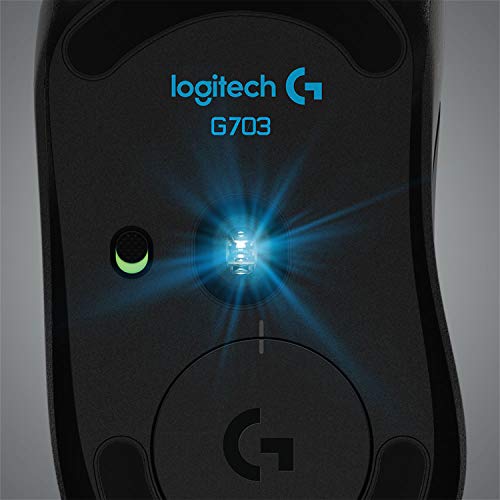 Logitech G703 LIGHTSPEED Ratón Gaming Inalámbrico, Captor HERO 25K, 25,600 DPI, Pesos Ajustables, 6 Botones Programables, Memoría Integrada, POWERPLAY-compatibile, PC/Mac - Negro
