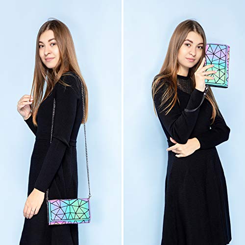 LOVEVOOK Billetera Mujer Grande, Geométrico Monedero Cartera para Mujer, Bandolera Bolso de Hombro Con correa de hombro extraíble Clutch, titular de la tarjeta 10 Ranuras para Tarjetas