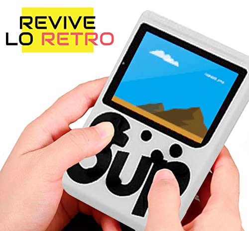 LucaHome - Consola portatil Retro con 150 Juegos | Consola portatil con Juegos Arcade con Pantalla LCD 2,8" | Consola Retro portatil con bateria de Litio, Consola portatil Blanca