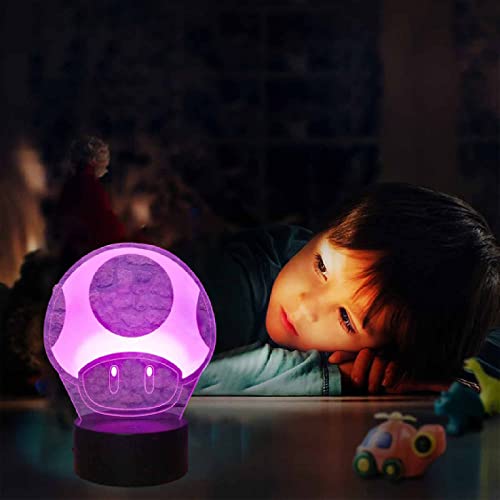 Luces de noche para niños Mario Mushroom lámpara de escritorio LED táctil lámpara de mesa 16 colores cambiantes interruptor táctil escritorio luz nocturna para niños amigos regalo