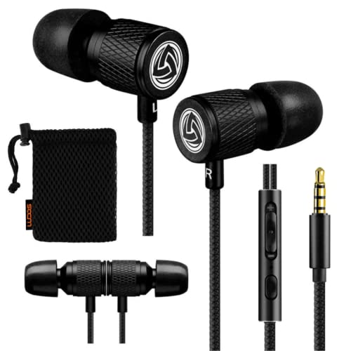 LUDOS Ultra Auriculares con Micrófono y Cable, Máxima Comodidad, Sonido Cristalino, Agudos y Graves Equilibrados, Nueva Espuma Viscoelástica, Cable Duradero, Graves, Control de Volumen