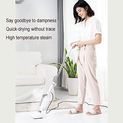 LUHUANONG Steam Mop 10 en 1 Conveniente Limpiador a Vapor Desmontable, máquina de Limpieza Multifuncional Blanca, vaporizador de Piso para Piso de baldosas laminadas de Madera Dura con 10 Accesorios