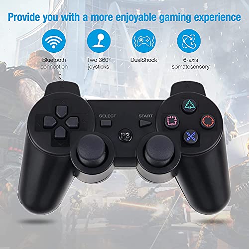 Lunriwis PS3 Mando,Mando Inalámbrico para PS3 Bluetooth Game Controller Joystick Gamepad Playstation 3 Dual Vibration 6 ejes USB Controller Wireless Joypad