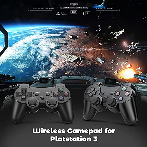 Lunriwis PS3 Mando,Mando Inalámbrico para PS3 Bluetooth Game Controller Joystick Gamepad Playstation 3 Dual Vibration 6 ejes USB Controller Wireless Joypad