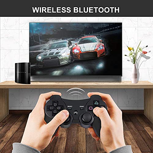 Lunriwis PS3 Mando,Mando Inalámbrico para PS3 Bluetooth Game Controller Joystick Gamepad Playstation 3 Dual Vibration 6 ejes USB Controller Wireless Joypad