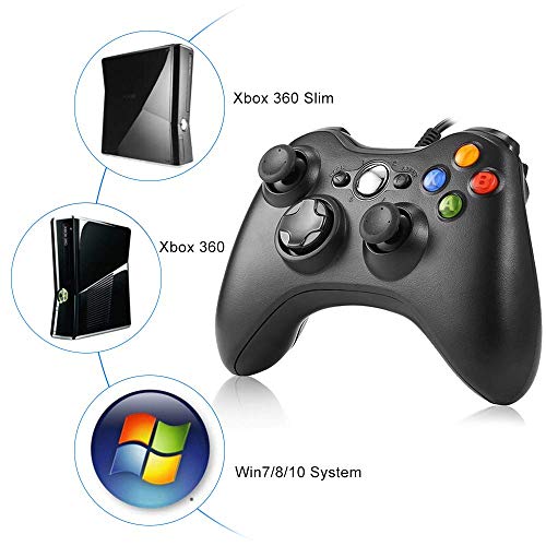 Lunriwis Xbox 360 Mando de Gamepad, Controlador Mando USB de Xbox 360 con Vibración, Controlador de Gamepad Wireless para Xbox 360 Mando para PC/Xbox 360 （Windows XP/7/8/10）