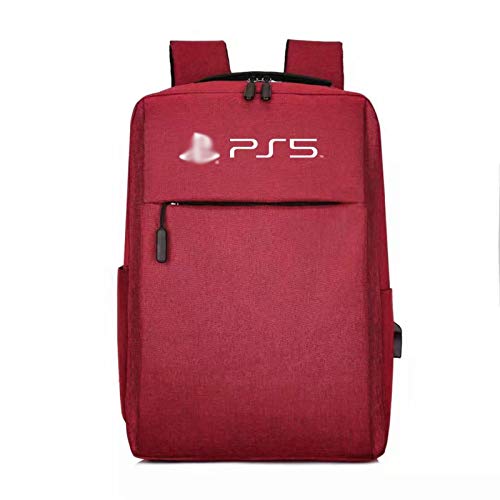 LUONE Mochila PS5, Paquete de la Consola de Juegos Compatible con la Bolsa de Almacenamiento la Consola PS4 / PS5 Bolso de para PS5 Bolsa a Prueba Golpes a Prueba de Agua,Rojo