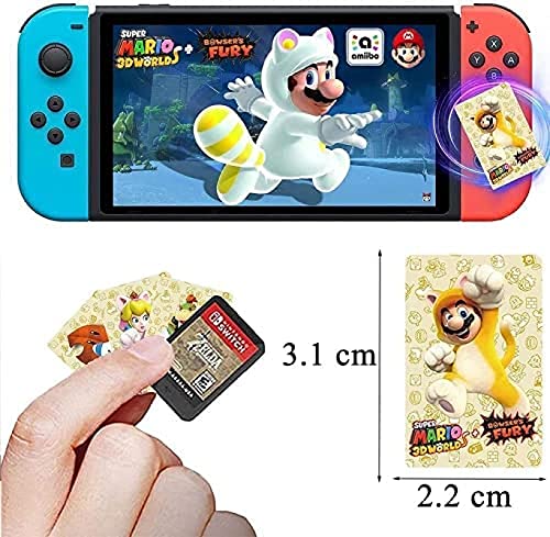 LUOWAN 25 tarjetas de juego NFC para Super Mario 3D World + Bowser's Fury, tarjeta NFC Amiibo compatible con Switch/Switch Lite con maletín de almacenamiento