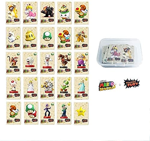 LUOWAN 25 tarjetas de juego NFC para Super Mario 3D World + Bowser's Fury, tarjeta NFC Amiibo compatible con Switch/Switch Lite con maletín de almacenamiento