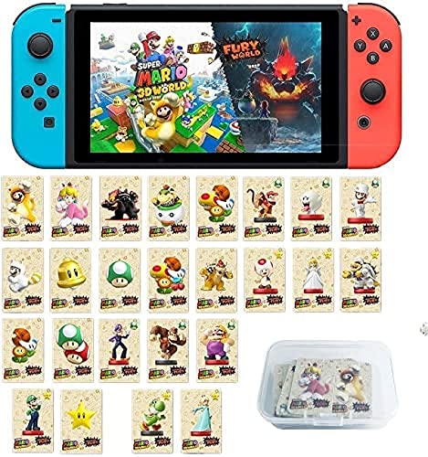 LUOWAN 25 tarjetas de juego NFC para Super Mario 3D World + Bowser's Fury, tarjeta NFC Amiibo compatible con Switch/Switch Lite con maletín de almacenamiento