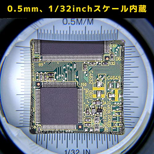 Lupa de inspección de aumento 10X iluminada con escala graduada integrada (lupa manual con luz). Fabricado en Japón.