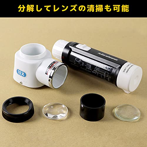 Lupa de inspección de aumento 10X iluminada con escala graduada integrada (lupa manual con luz). Fabricado en Japón.