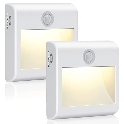 Luz Nocturna con Sensor de Movimiento, 2 Piezas Luz de Noche Infantil LED con 3 Modos y Imán Incorporado, Luz Armario Pilas para Armario, Dormitorio, Escalera, Pasillo, Cocina, Baño, Blanca Cálida