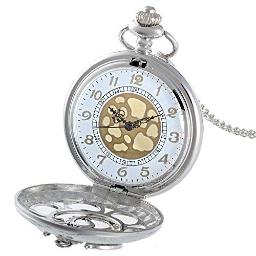 LXZSP Steam Punk Theme DIY Full Hunter Quartz Grabado Fob Retro Colgante Reloj de Bolsillo Cadena Regalo Cadena de suéter, Regalo de cumpleaños