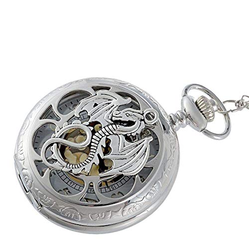 LXZSP Steam Punk Theme DIY Full Hunter Quartz Grabado Fob Retro Colgante Reloj de Bolsillo Cadena Regalo Cadena de suéter, Regalo de cumpleaños