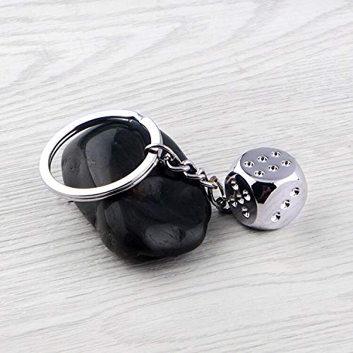 LYJ Naipes de aleación de Zinc God of Gamblers Dice Mahjong Plug Car Key-Silver