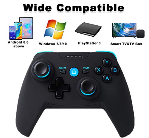 Maegoo Mando Android/PC/PS3, Bluetooth Inalámbrico Mando Android Móvil Game con Soporte Retráctil, 2.4g Inalámbrico PC/PS3/TV Mando Gamepad Joysitck Joypad con Doble Vibración