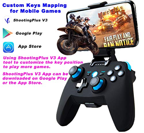 Maegoo Mando Android/PC/PS3, Bluetooth Inalámbrico Mando Android Móvil Game con Soporte Retráctil, 2.4g Inalámbrico PC/PS3/TV Mando Gamepad Joysitck Joypad con Doble Vibración