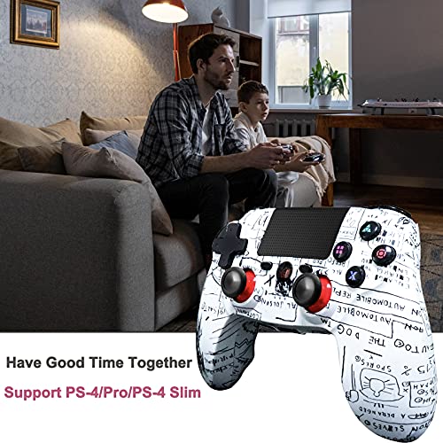 Maegoo Mando PS4, Bluetooth Inalámbrico Mandos Gamepad Joystick para PS4 Slim/Pro con Dual Shock Vibración y 6-Axis Gyro Sensor, Touch Panel y Función de Audio-Pintada