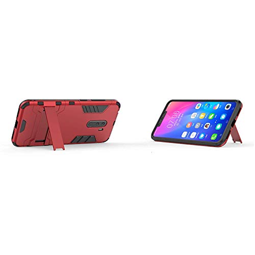 MaiJin Funda para Xiaomi Pocophone F1 (6,18 Pulgadas) 2 en 1 Híbrida Rugged Armor Case Choque Absorción Protección Dual Layer Bumper Carcasa con Pata de Cabra (Rojo)