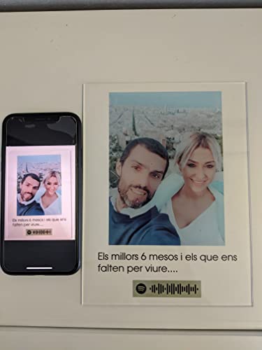 Majami Set de Placa Spotify y Llavero Spotify Personalizado - Código canción Spotify en Llavero y en Placa con Foto - Regalo Original Enamorados - Regalos Personalizados