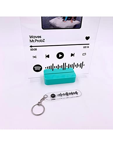 Majami Set de Placa Spotify y Llavero Spotify Personalizado - Código canción Spotify en Llavero y en Placa con Foto - Regalo Original Enamorados - Regalos Personalizados