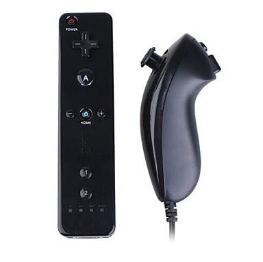 Mando a Distancia de Wii y Nunchuk, Mando y Nunchunk para Nintendo Wii, Control Remoto Gamepad con Funda de Silicona Negro