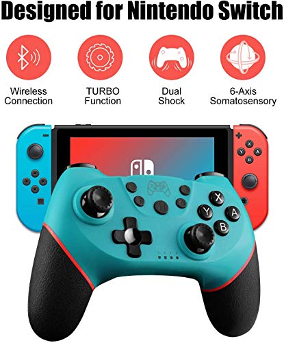 Mando Compatible para Nintendo Switch, Wireless Bluetooth Pro Controller Controlador Inalámbrico con Función Gyro Axis/Dual Shock y Turbo Mando Inalámbrico Compatible con Nintendo Switch/Lite