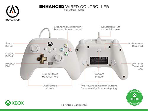 Mando con cable mejorado PowerA para Xbox: en Mist