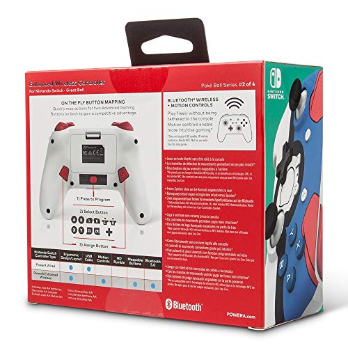 Mando inalámbrico mejorado para Nintendo Switch y Nintendo Switch Lite, diseño de Super Ball de Pokémon