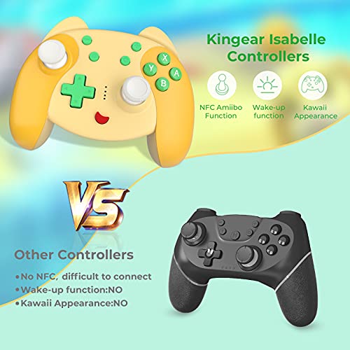 Mando Inalámbrico para Nintendo Switch, KINGEAR Pro Controller para Nintendo Switch/Switch Lite, Gaming PC Controlador con NFC/ Despertador/ Turbo/ 6-Ejes, Regalos kawaii para Mujeres/ Hombres