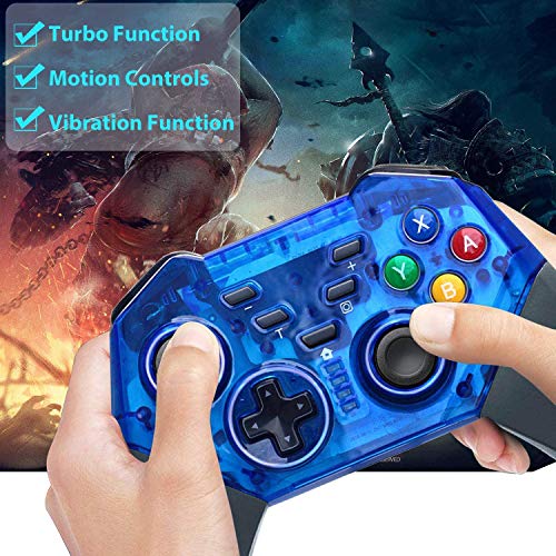 Mando inalámbrico para Nintendo Switch, KINGEAR Pro Controllers Mando de juegos inalámbrico compatible con Nintendo Switch, Admite la función de eje de giro y doble vibración (azul) ...