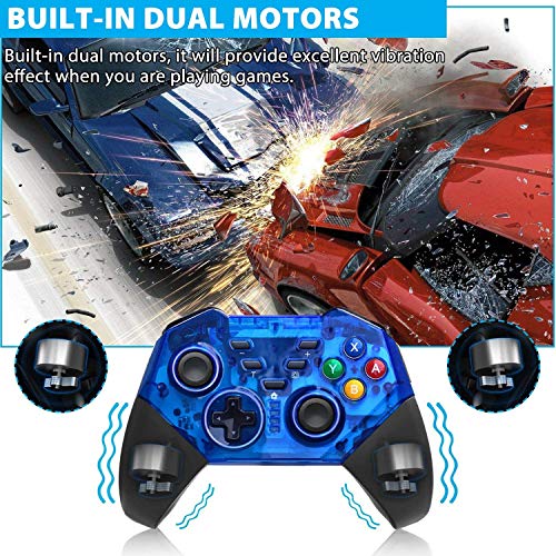 Mando inalámbrico para Nintendo Switch, KINGEAR Pro Controllers Mando de juegos inalámbrico compatible con Nintendo Switch, Admite la función de eje de giro y doble vibración (azul) ...