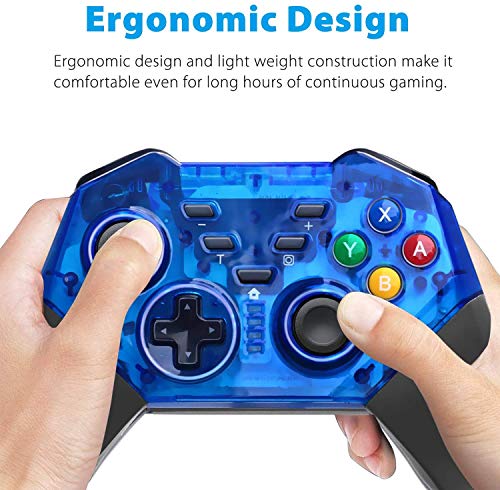 Mando inalámbrico para Nintendo Switch, KINGEAR Pro Controllers Mando de juegos inalámbrico compatible con Nintendo Switch, Admite la función de eje de giro y doble vibración (azul) ...