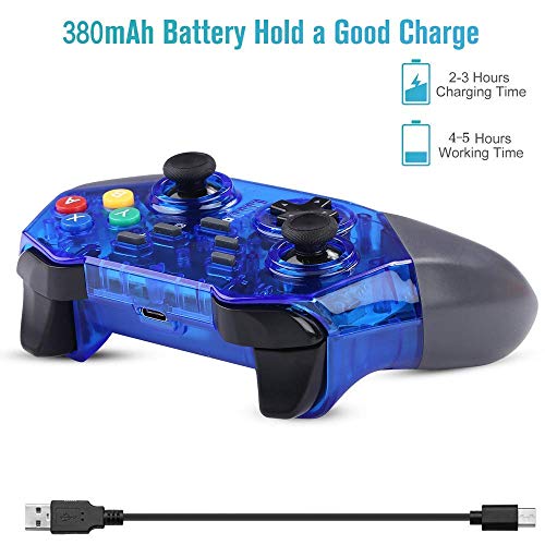 Mando inalámbrico para Nintendo Switch, KINGEAR Pro Controllers Mando de juegos inalámbrico compatible con Nintendo Switch, Admite la función de eje de giro y doble vibración (azul) ...