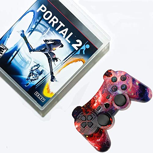 Mando Inalámbrico para PS3, Bluetooth Controlador Play 3 Joystick Gamepad con Doble Vibración Six-Axis para Playstation 3 (Galaxy + Skull)