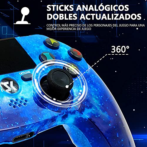 Mando Inalámbrico para PS4, Controlador de Doble Vibración de Alto Rendimiento Compatible con Playstation 4 / Pro/Slim/PC con Función de Audio, Mini LED - Skull