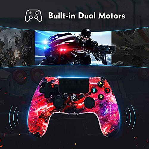 Mando Inalámbrico para PS4, Controlador de Doble Vibración de Alto Rendimiento Compatible con Playstation 4 / Pro/Slim/PC con Función De Audio, Mini LED - Galaxy