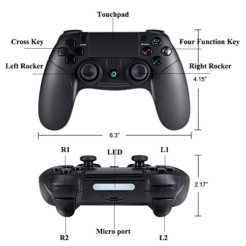 Mando Inalámbrico para PS4,Controlador De Juegos Inalámbrico con Control De Vibración Dual del Motor De Doble Palanca para Playstation4 / Platstaitons3 / PC