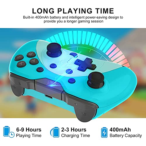 Mando para Nintendo Switch, KINGEAR Inalambrico Pro Controller Compatible con Switch/Switch Lite/PC, Kawaii Gato Gamepad Joystick con 6 Ejes/Turbo/Control de movimiento，Kawaii Gifts for Friends