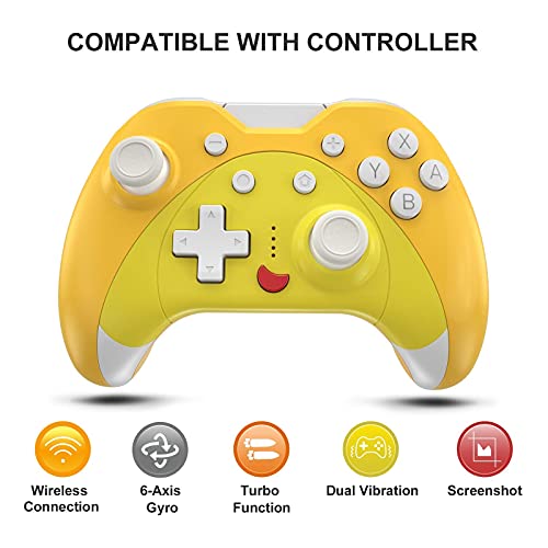 Mando para Nintendo Switch, KINGEAR Inalambrico Pro Controller Compatible con Switch/Switch Lite/PC, Kawaii Gato Gamepad Joystick con 6 Ejes/Turbo/Control de movimiento