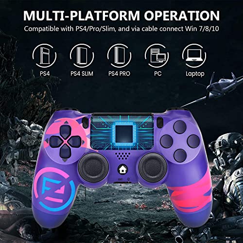 Mando para PS4, Gamepad Joystick Mando para PS4 Controlador, Vibración Dual, Panel táctil, Sensor giroscópico de 6 Ejes, Conector de Audio, para PS4/Pro/Slim/PC Console