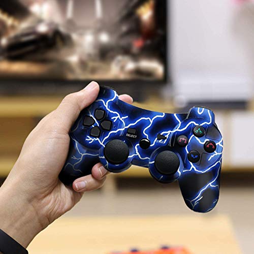 Mando PS3 Inalámbrico Gamepad Bluetooth PS3 Controller Joystick con Doble Vibración SIX-AXIS para PlayStation 3 / PC (Galaxy & Azul)