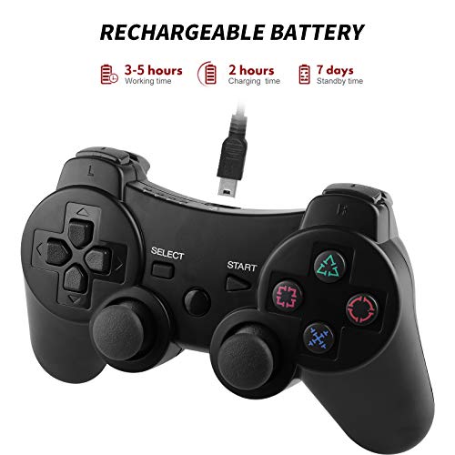 Mando PS3, Zexrow Mando Inalámbrico para PS3, Bluetooth Controller Bluetooth con Doble Vibración, Sensor de Movimiento Giroscopio, Joystick para Playstation 3