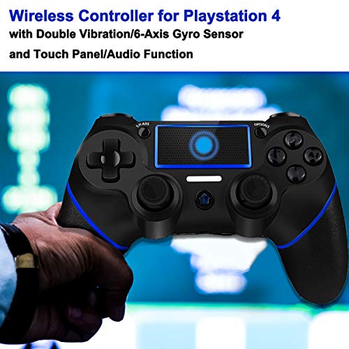 Mando PS4 Inalámbrico, GXGPOW Bluetooth Mandos Gamepad Joystick para Playstation 4 PS4/PS4 Slim/PS4 Pro con Daul Motor Vibration | 600mAh Battery |3.5mm Audio Jack Speaker |Touch Panel(Blue)