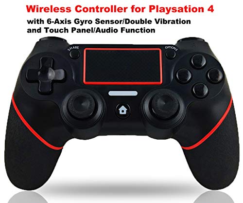 Mando PS4 Inalámbrico, RCCBOOST Bluetooth Mandos Gamepad Joystick para Playstation 4 PS4/PS4 Slim/PS4 Pro con Daul Motor Vibration | 600mAh Battery |3.5mm Audio Jack Speaker |Touch Panel(Red)